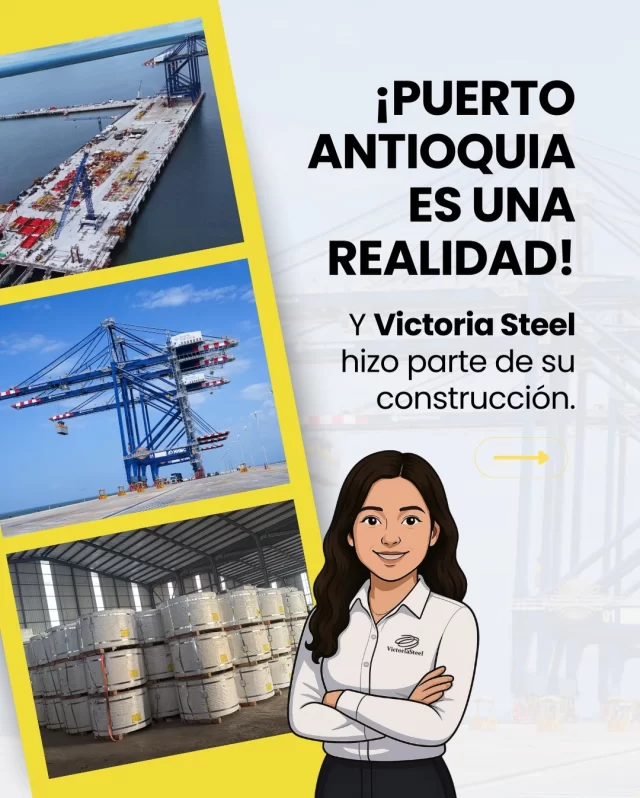 Victoria Steel presente en proyectos que transforman nuestro país 🇨🇴

Nos enorgullece haber participado en la construcción de Puerto Antioquia, suministrando aproximadamente 750 toneladas de torón 0.600″ para concreto presforzado bajo la norma ASTM A 416, aportando calidad, resistencia y seguridad estructural a esta obra estratégica para el país.

👉 Desliza para conocer nuestro aporte en este gran proyecto.
 
#puertoantioquia #infraestructura #acero #victoriasteel